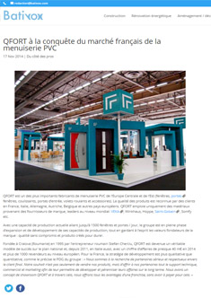 QFORT à la conquête du marché français de la menuiserie PVC