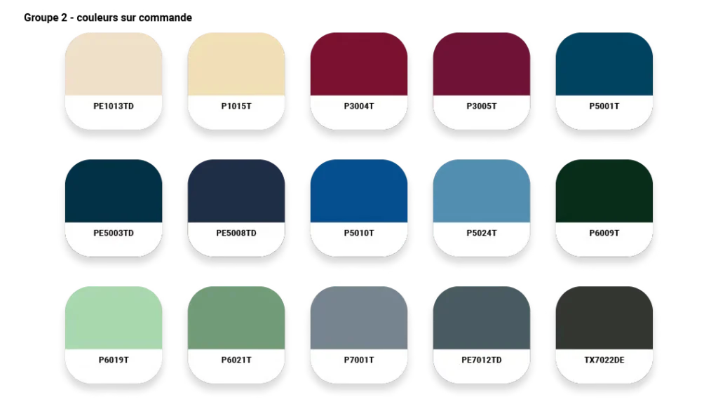 Couleurs sur commande