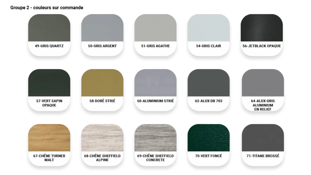 Couleurs sur commande