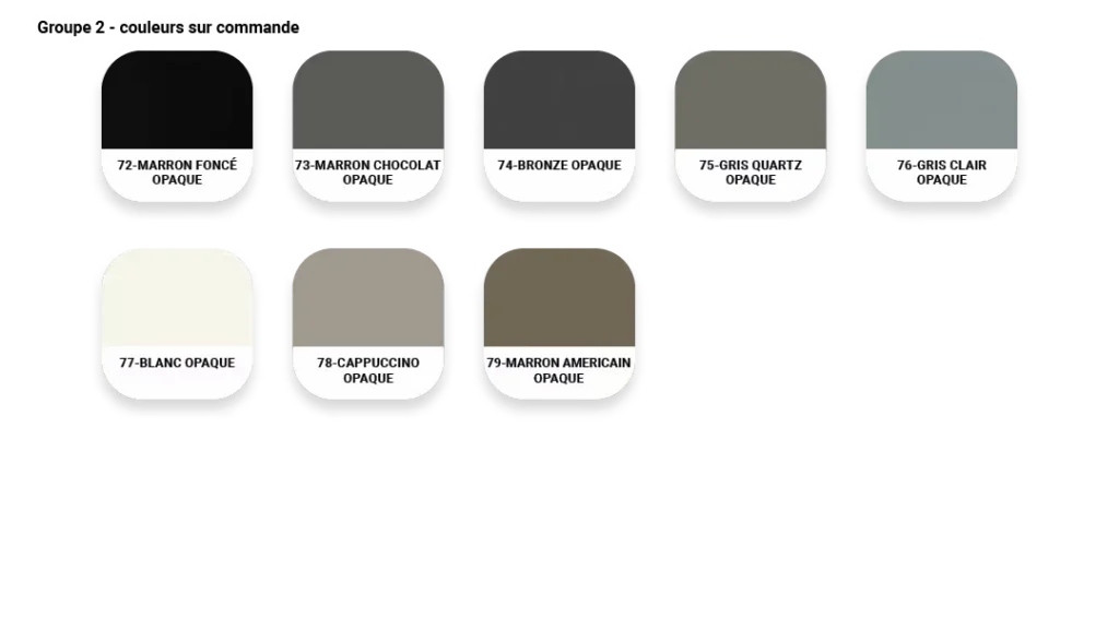 Couleurs sur commande