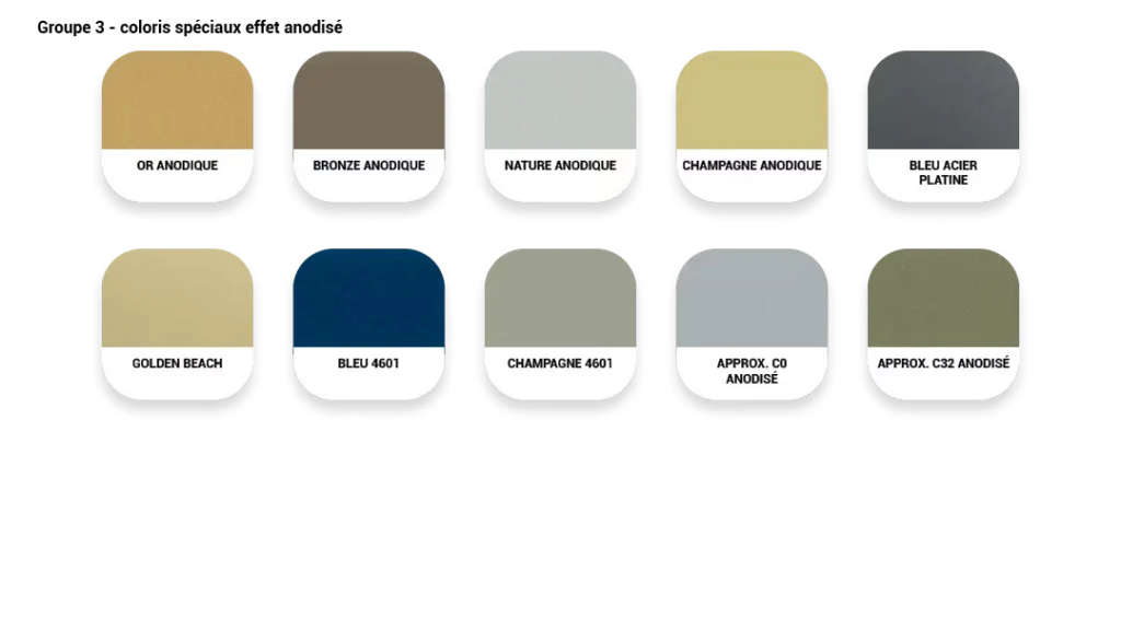 Coloris speciaux effet anodisé