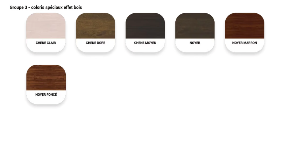 Coloris speciaux effet bois