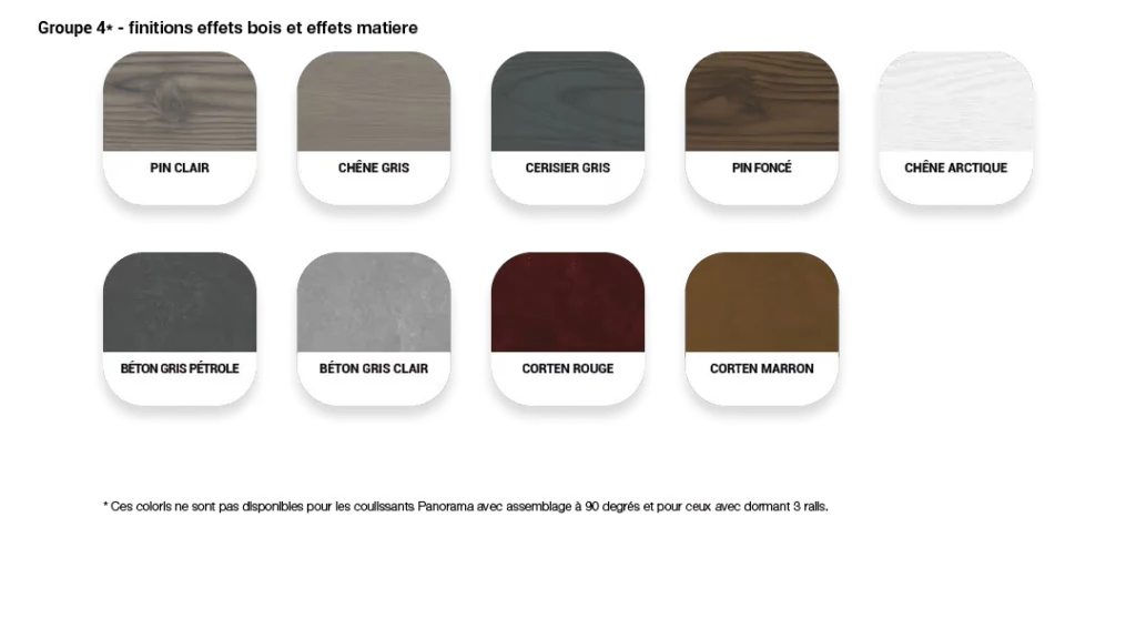 Coloris finitions effets bois ef effets matiere