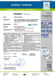 Certificat FENÊTRES 4STARS PVC
